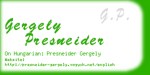 gergely presneider business card